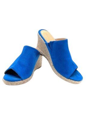 Stylish Wanted Microfiber Open Toe Slip on Wedge Sandal Espadrille Style  Size 6